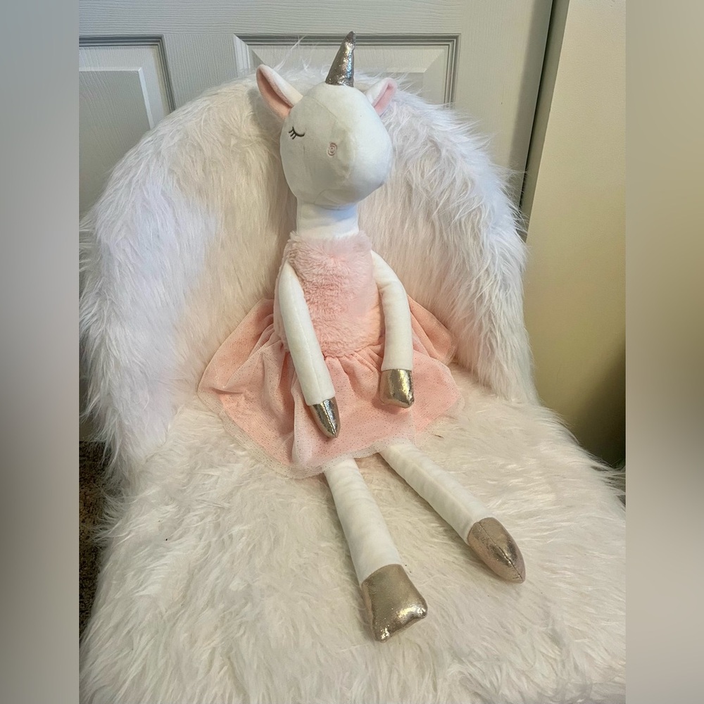 Unicorn Ballerina Plush White Blush Stuffed Animal Dancer Gift